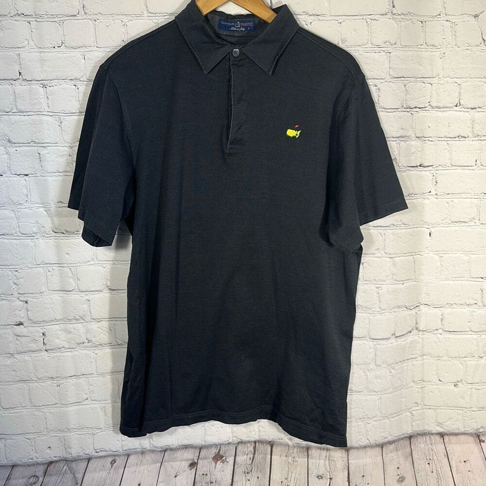 Masters Golf Polo Shirt Mens Large Black Italy Made Cotton Clubhouse Collection‎